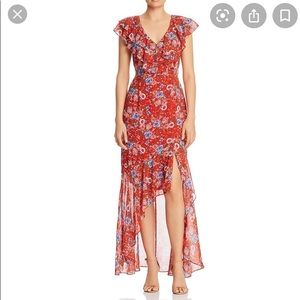 Size large WAYF Levani ruffled midi hi/low dress